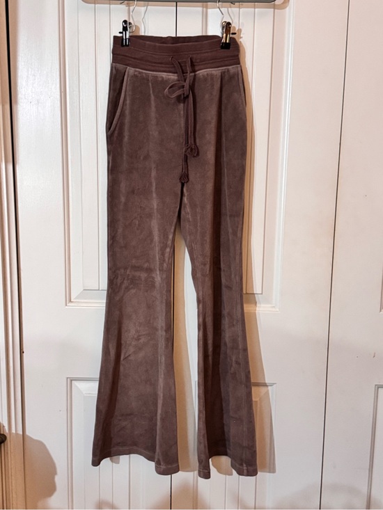 aerie Pants - aerie Brown Velour Flared pants with Drawstring